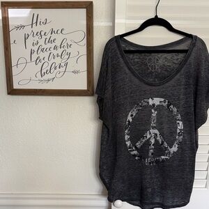 Chaser Gray Peace Sign Top